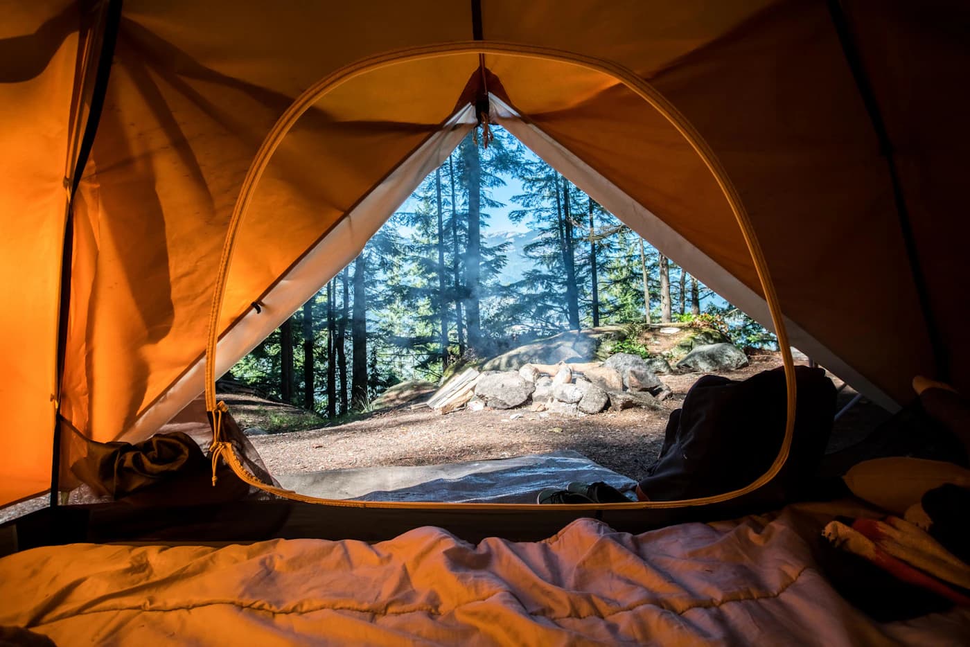 Camping tent under the stars