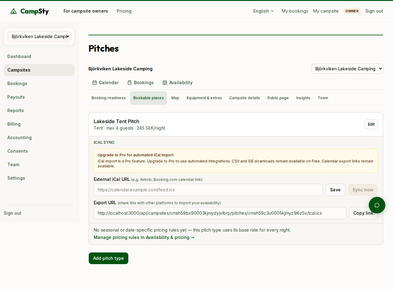 Pitch manager with list of pitches
